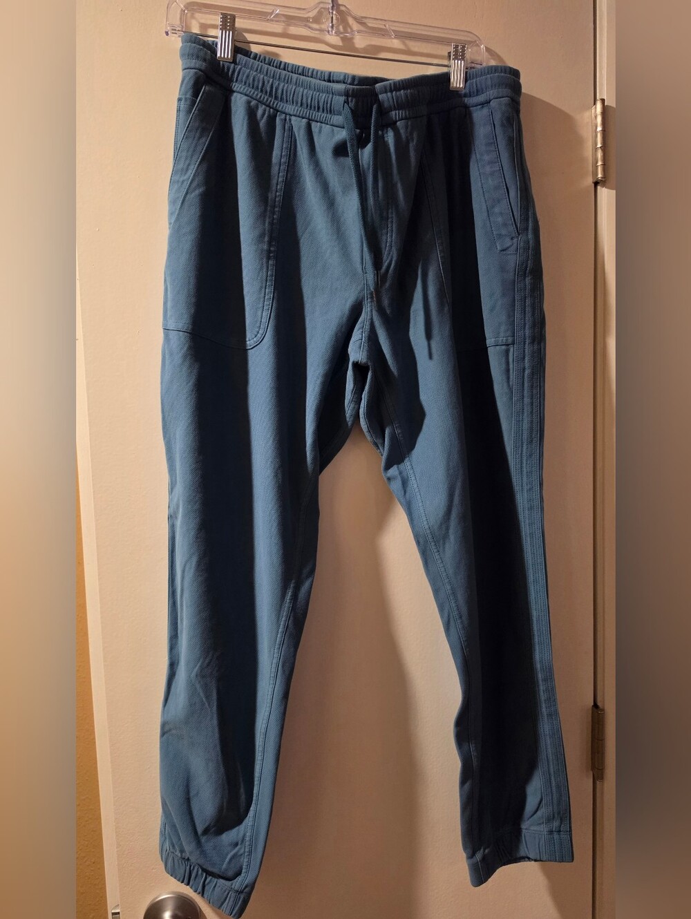 Athleta French Terry Lounge Joggers in Slate Teal Blue - Size Large